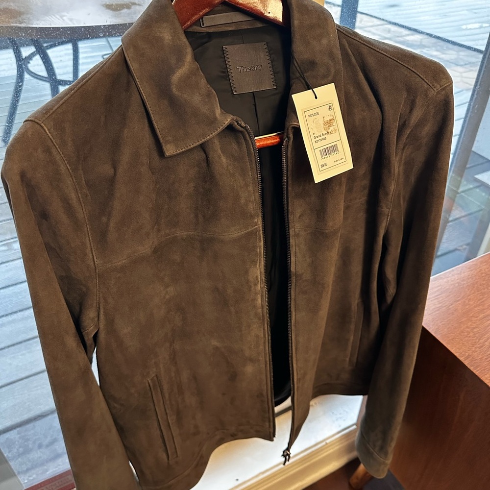 Theory Men's Suede Zip Jacket - Olive